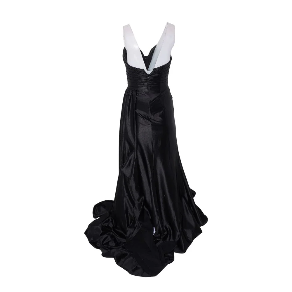 Black 55230 Ruched Bodice Strapless Corset Gown - Image 2