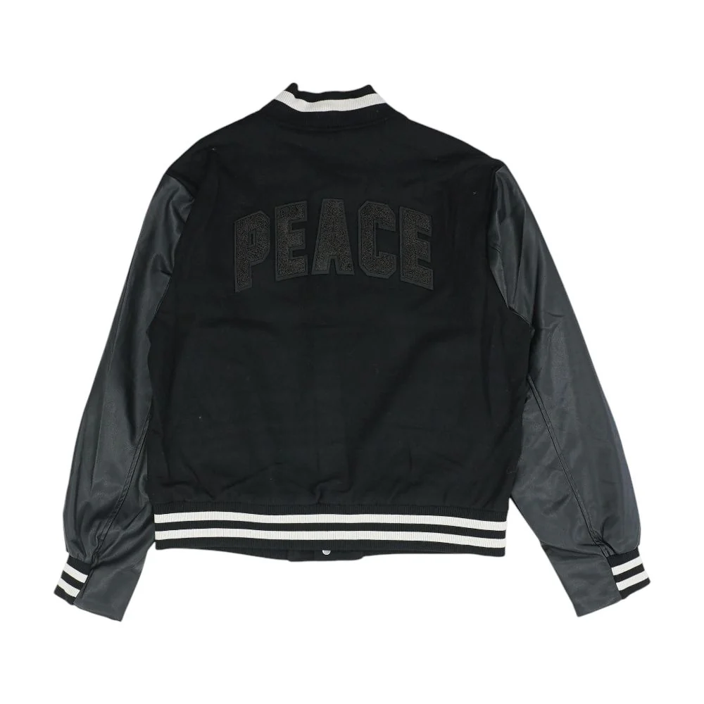 Black Embroidery Detail Bomber Coat - Image 2