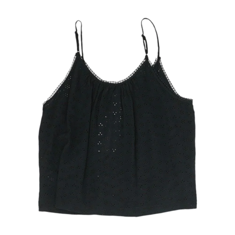 Black Eyelet Cropped Blouse - Image 2