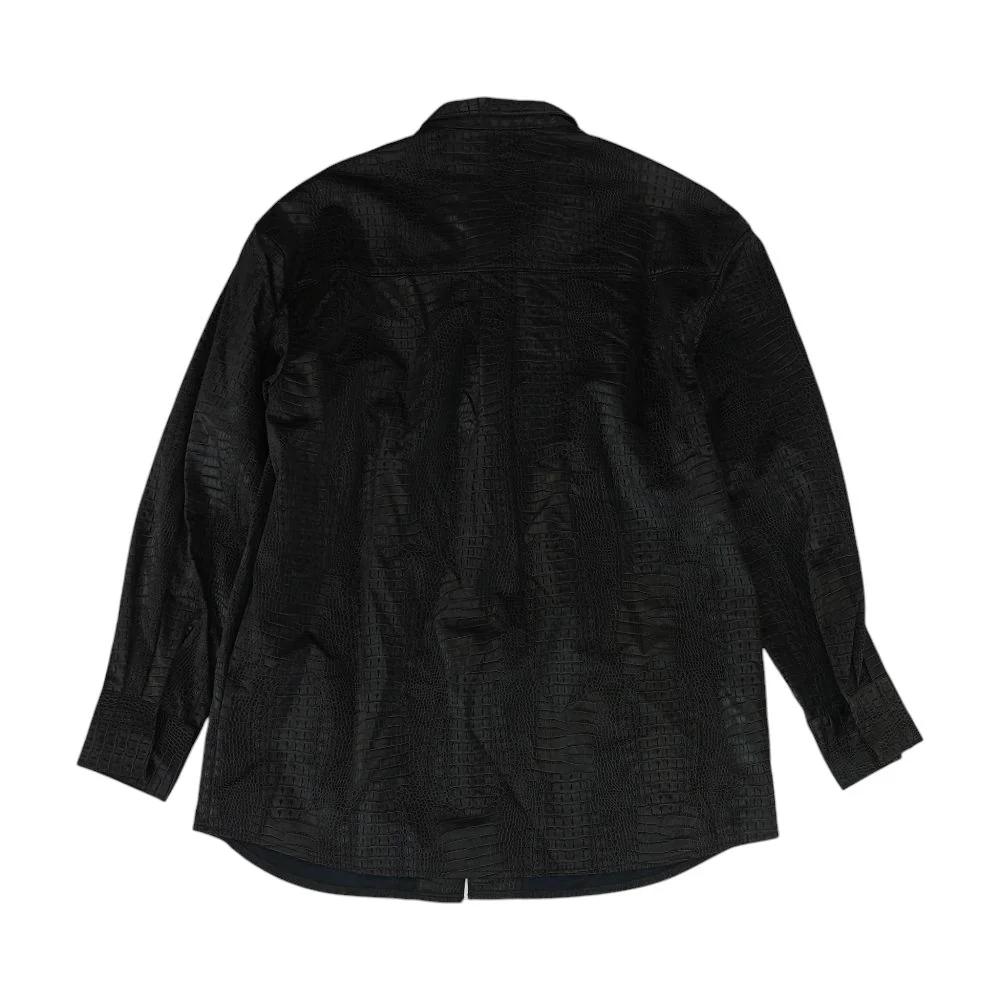 Black Faux Leather Coat - Image 2