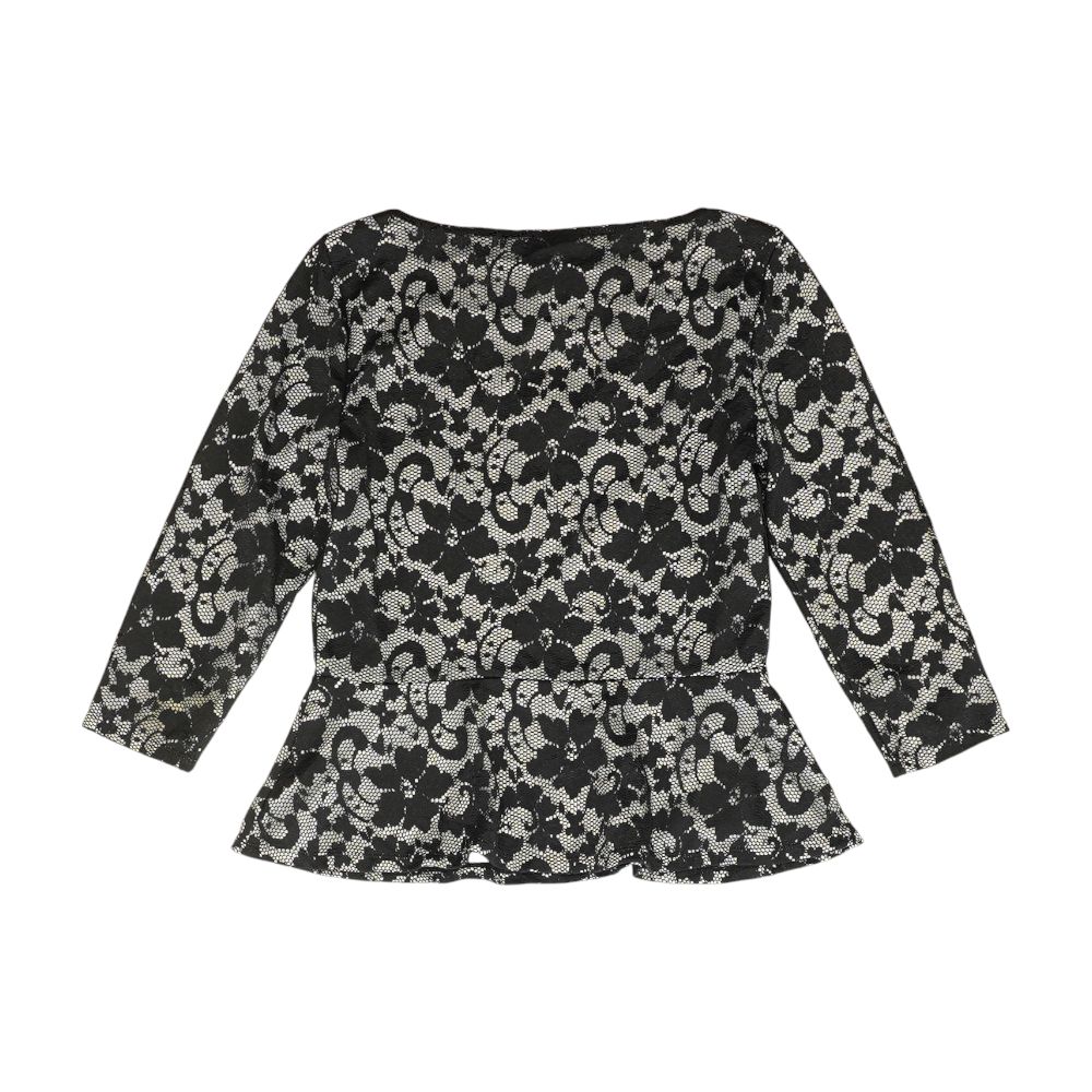 Black Floral Long Sleeve Blouse - Image 2