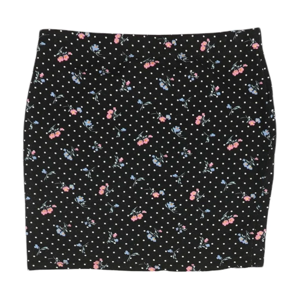 Black Floral Mini Skirt - Image 2