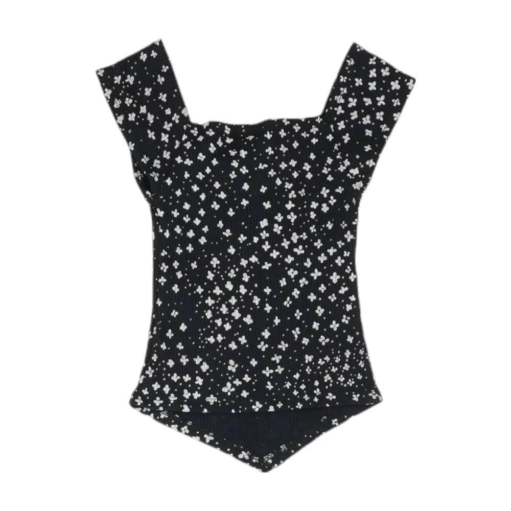 Black Floral Sleeveless Blouse - Image 2