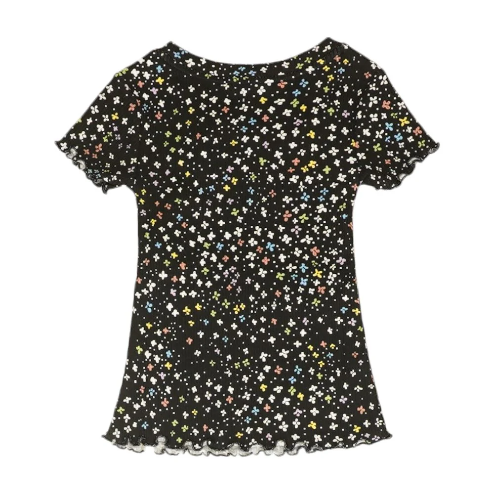 Black Floral V Neck Knit Top - Image 2