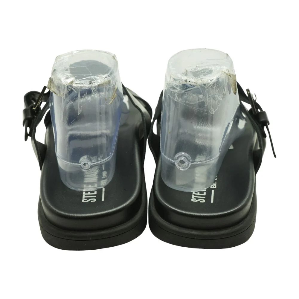 Black Leather Casual Slide Sandals - Image 2