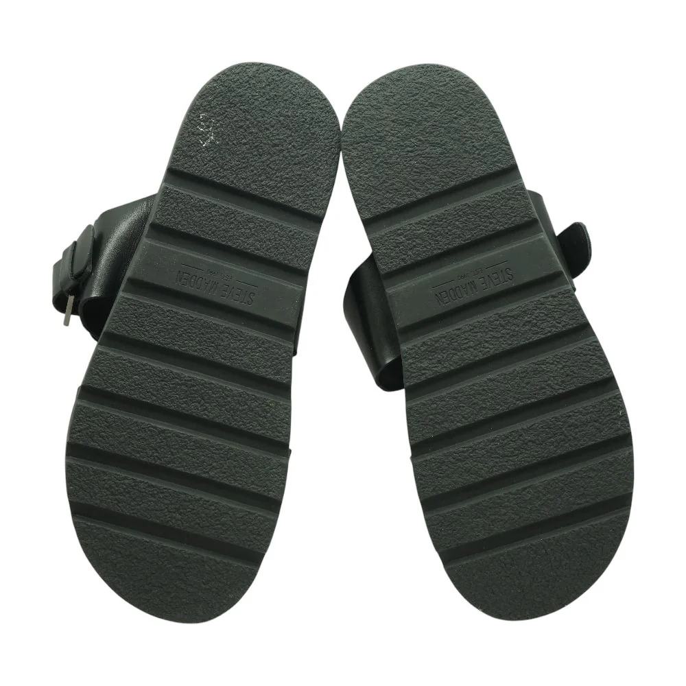 Black Leather Casual Slide Sandals - Image 3