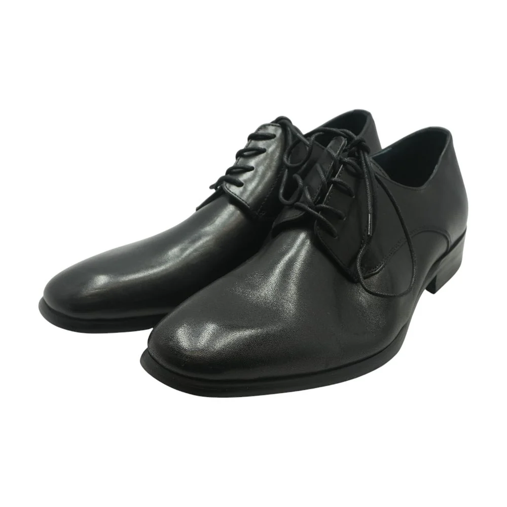 Black Leather Derby/oxford Dress Shoes