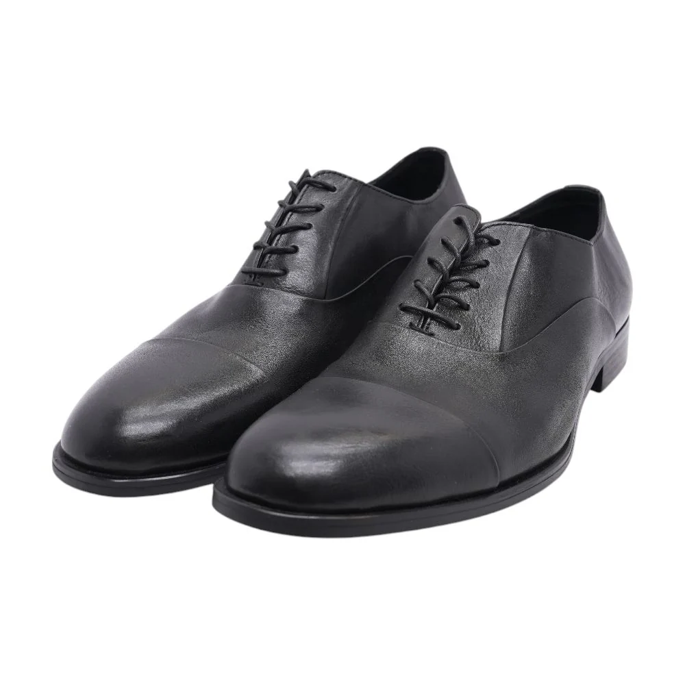Black Leather Derby/oxford Dress Shoes
