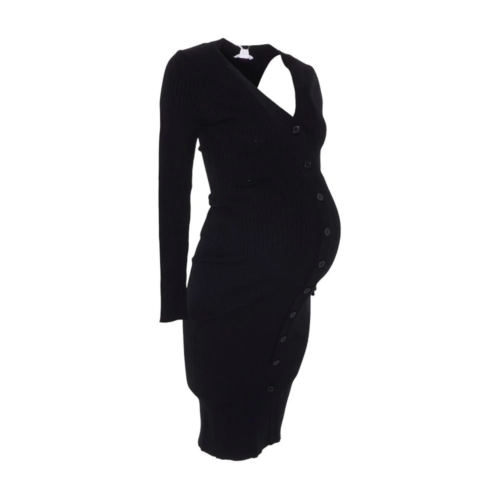 Black Maternity Midi Dress - Image 2
