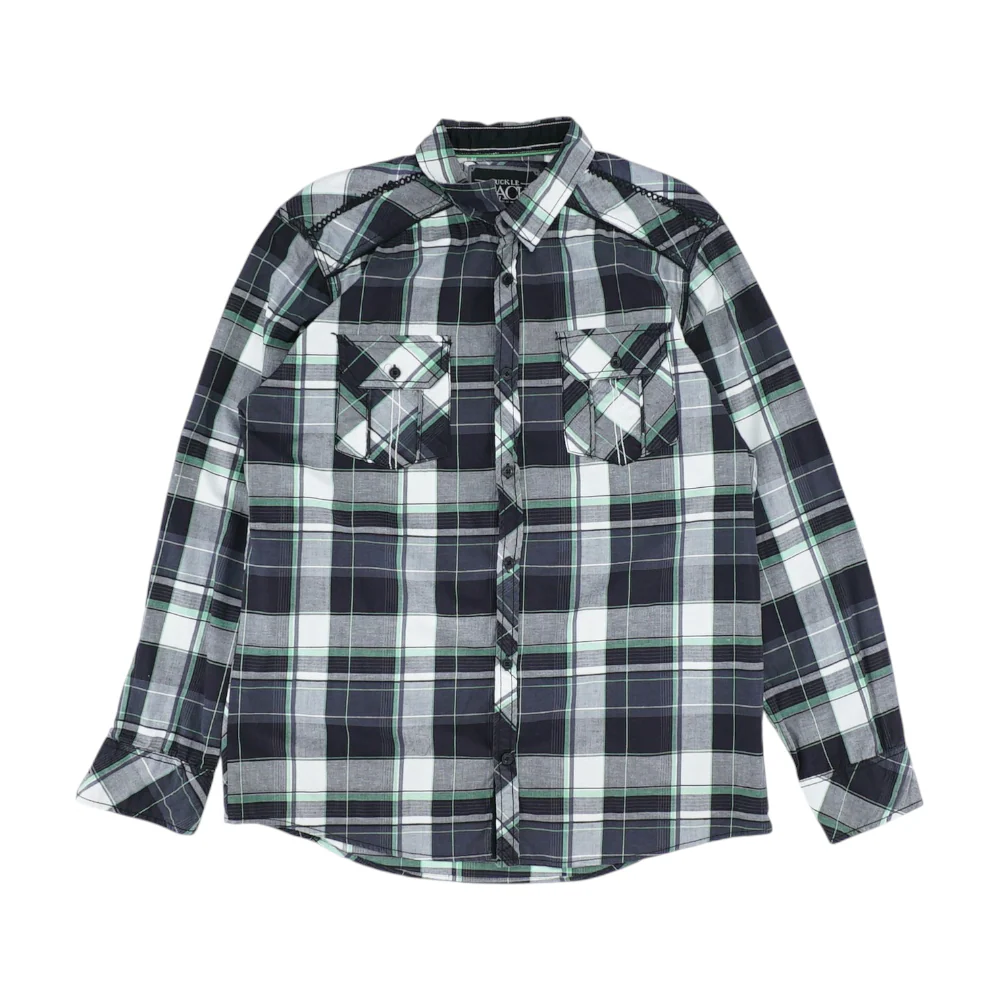 Black Plaid Long Sleeve Button Down