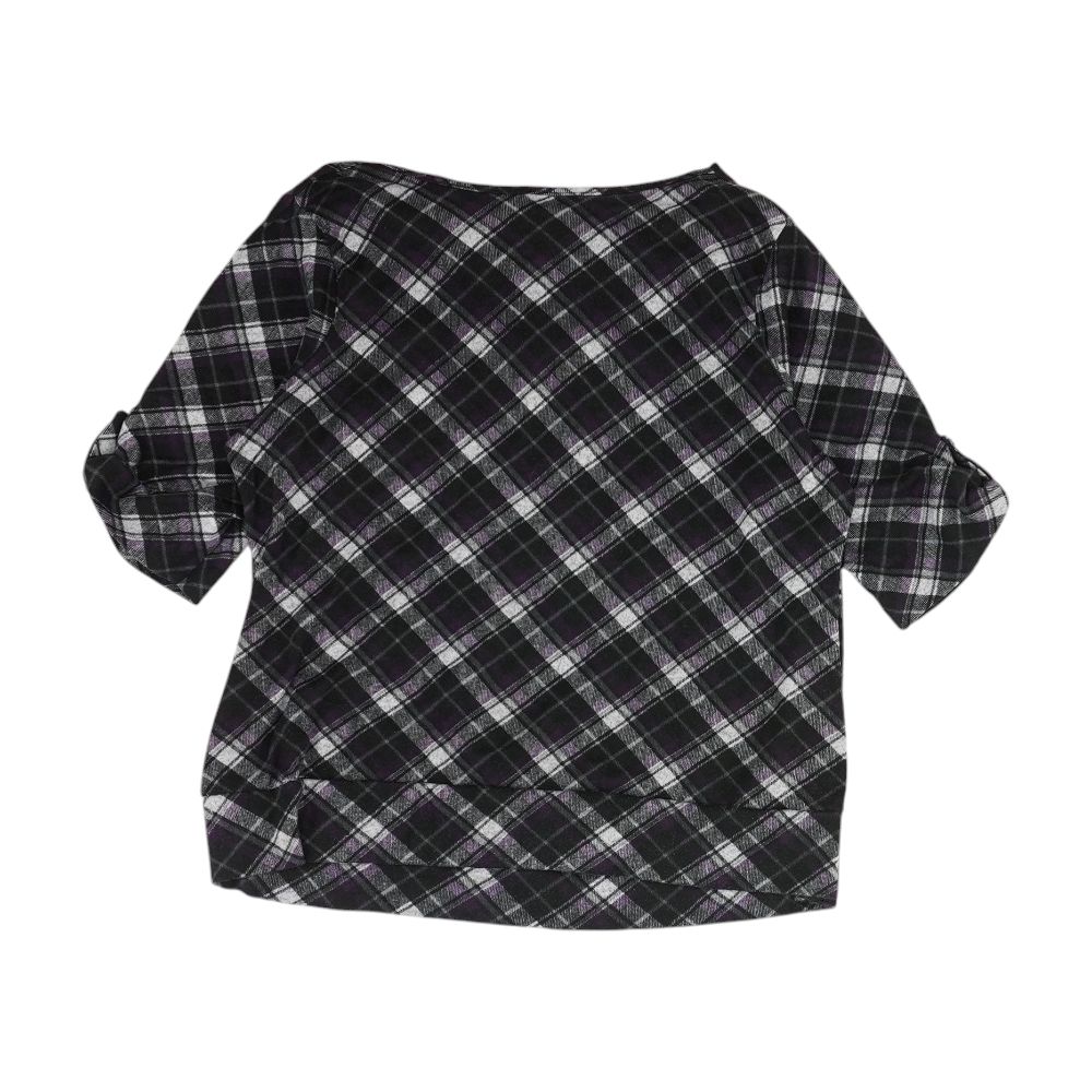 Black Plus Plaid Cowl Neck Sweater - Image 2