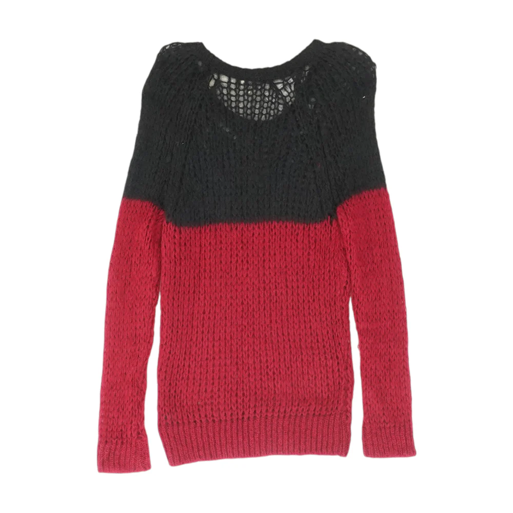 Red Color Block Pullover Sweater - Image 2