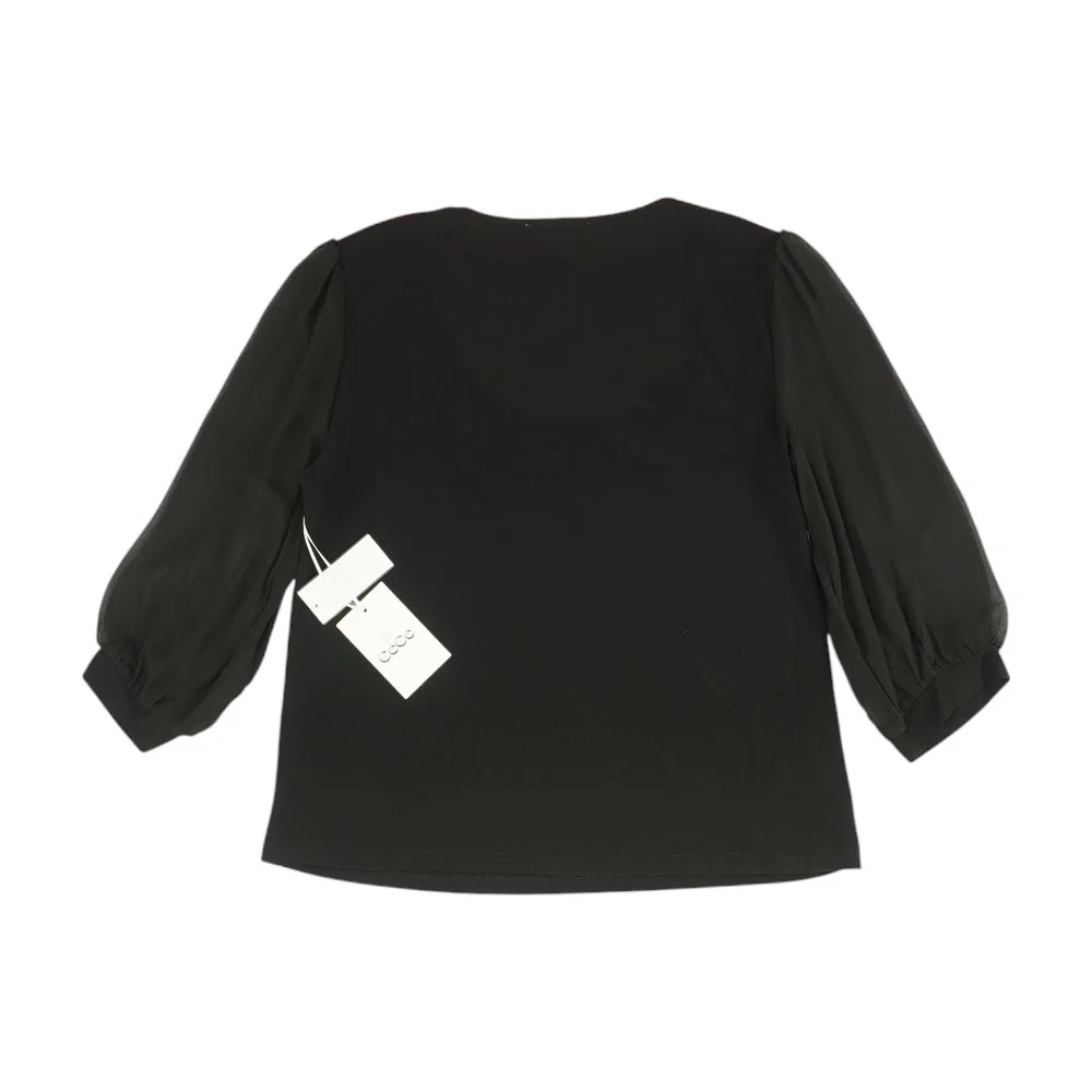 Black Solid 3/4 Sleeve Blouse - Image 2