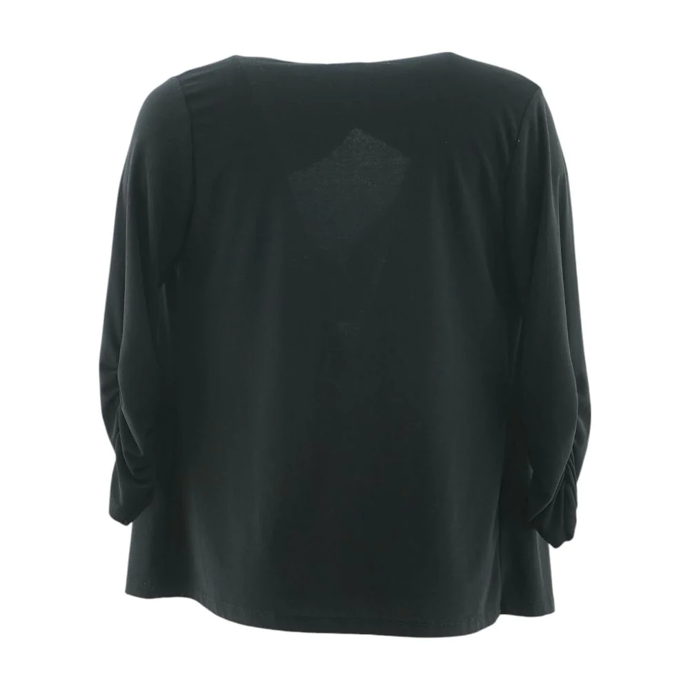 Black Solid Cardigan Sweater - Image 2