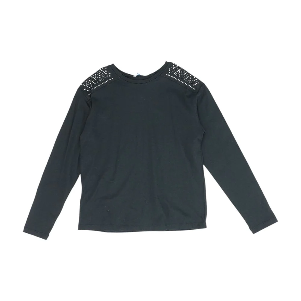 Black Solid Crewneck T Shirt