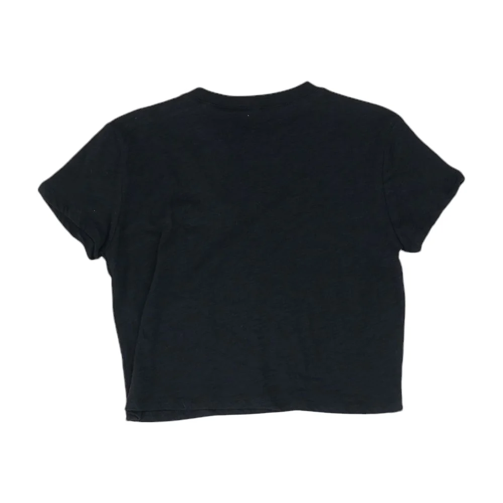 Black Solid Cropped T-Shirt - Image 2