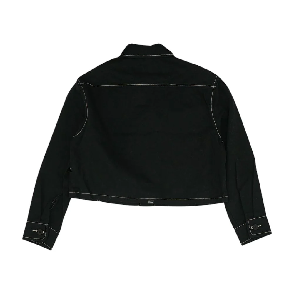 Black Solid Denim Jacket - Image 2
