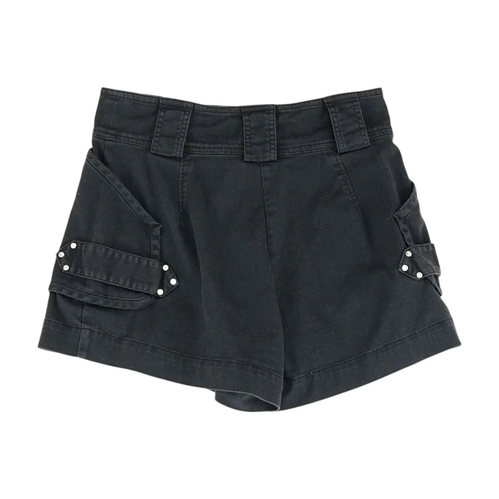 Black Solid Denim Shorts - Image 2