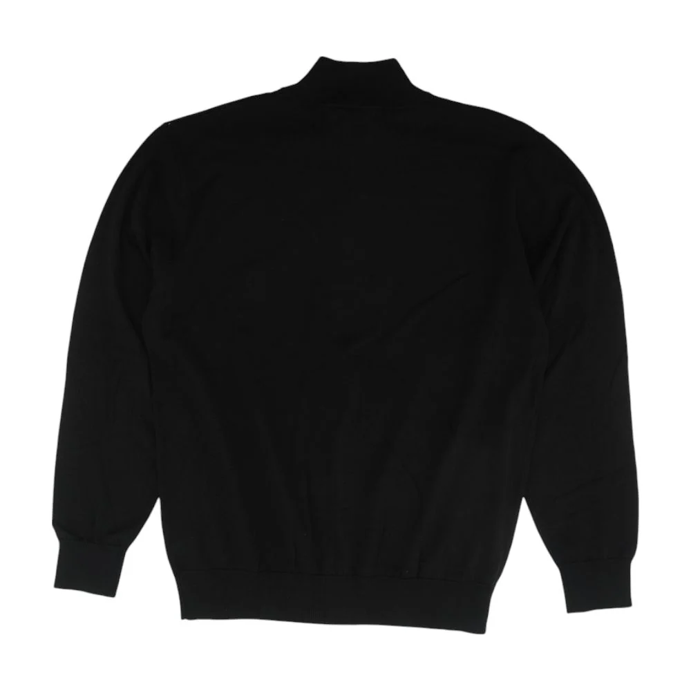 Black Solid Full Zip Sweater - Image 2