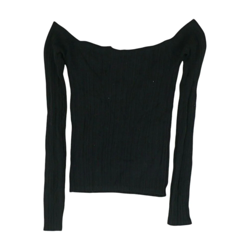 Black Solid Knit Top - Image 2