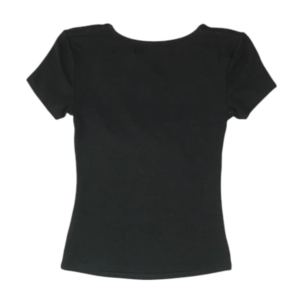 Black Solid Knit Top - Image 2