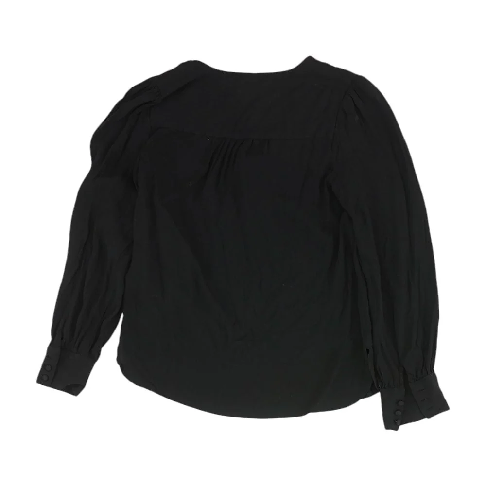 Black Solid Long Sleeve Blouse - Image 2