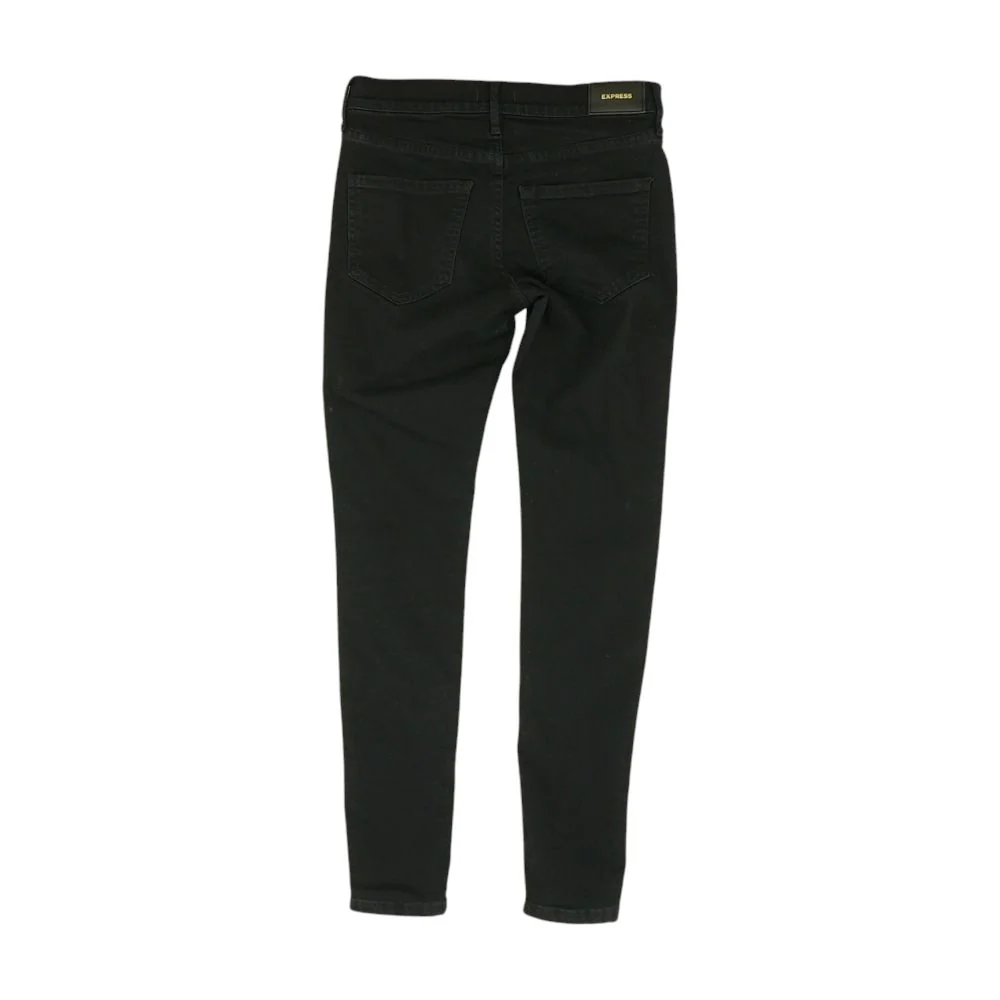 Black Solid Mid Rise Skinny Leg Jeans - Image 2
