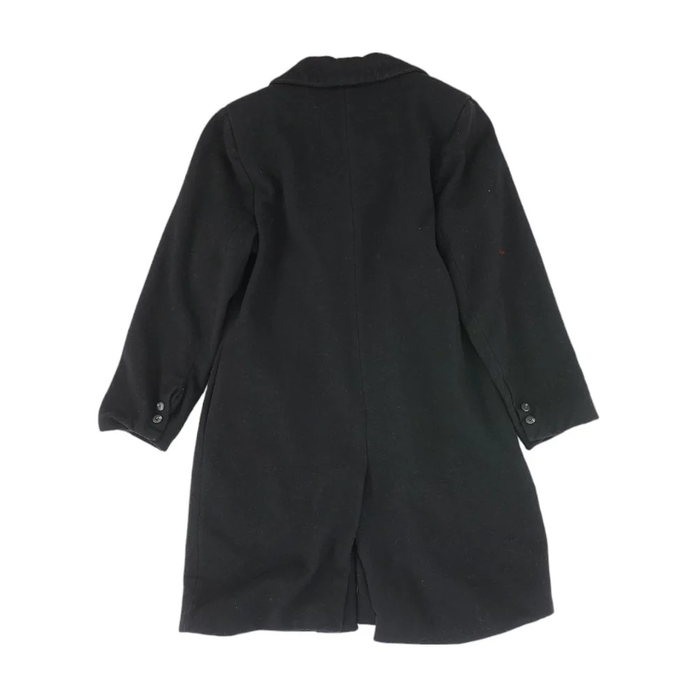 Black Solid Peacoat Coat - Image 2