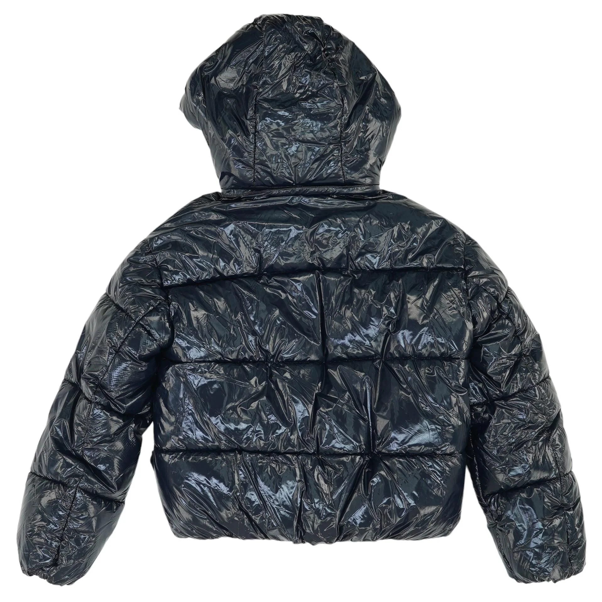 Black Solid Puffer Jacket - Image 2