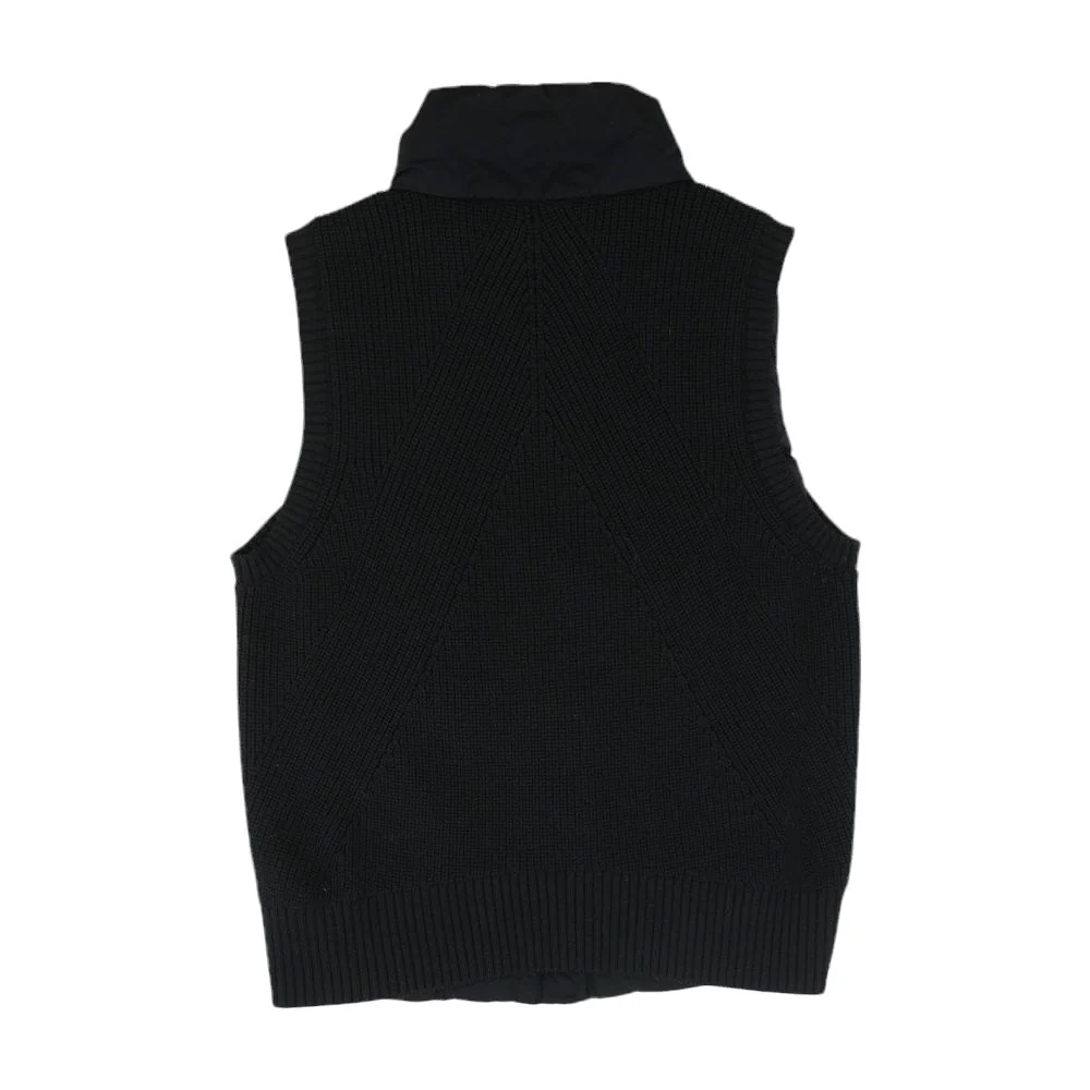 Black Solid Puffer Vest - Image 2