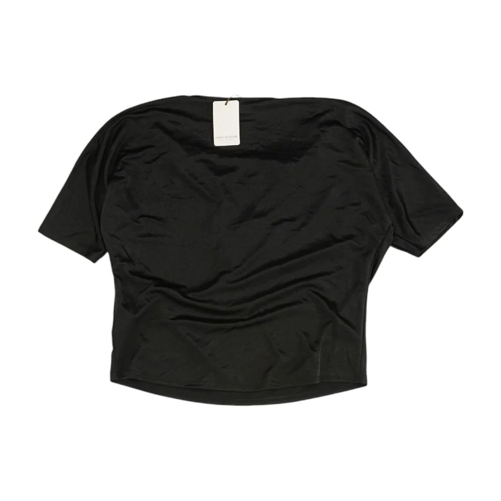 Black Solid Short Sleeve Blouse - Image 2