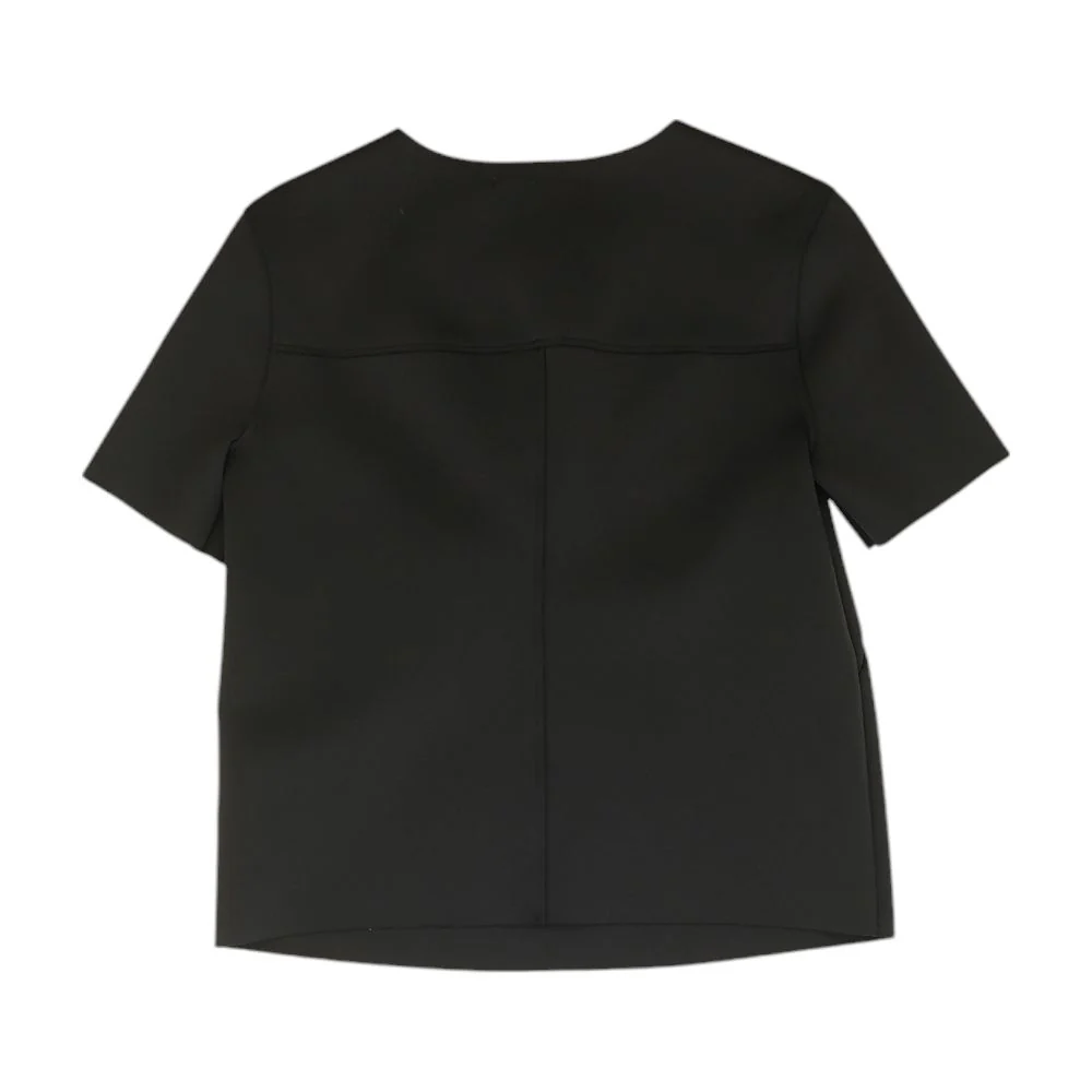 Black Solid Short Sleeve Blouse - Image 2