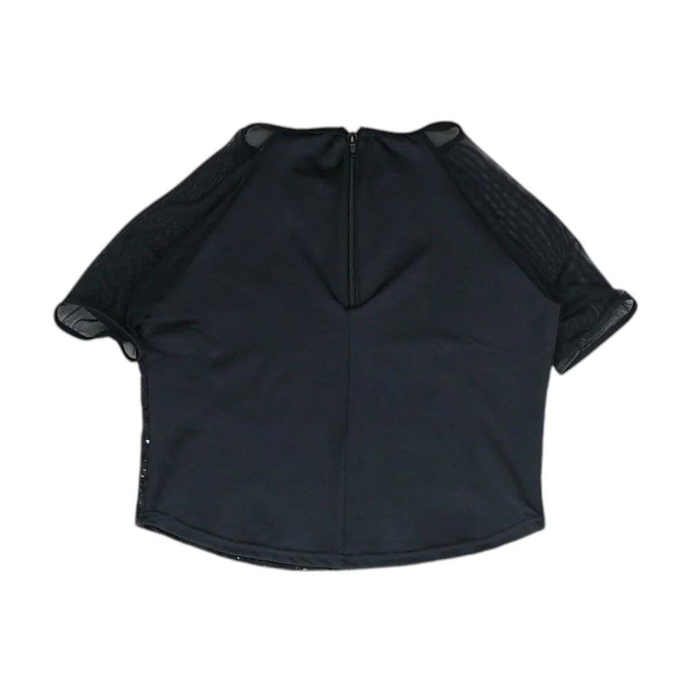 Black Solid Short Sleeve Blouse - Image 2