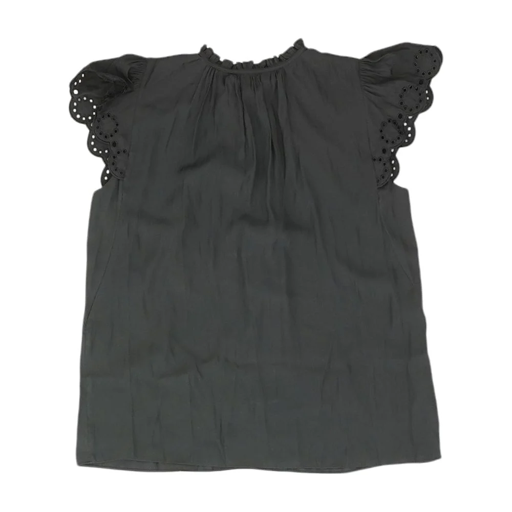 Black Solid Short Sleeve Blouse - Image 2