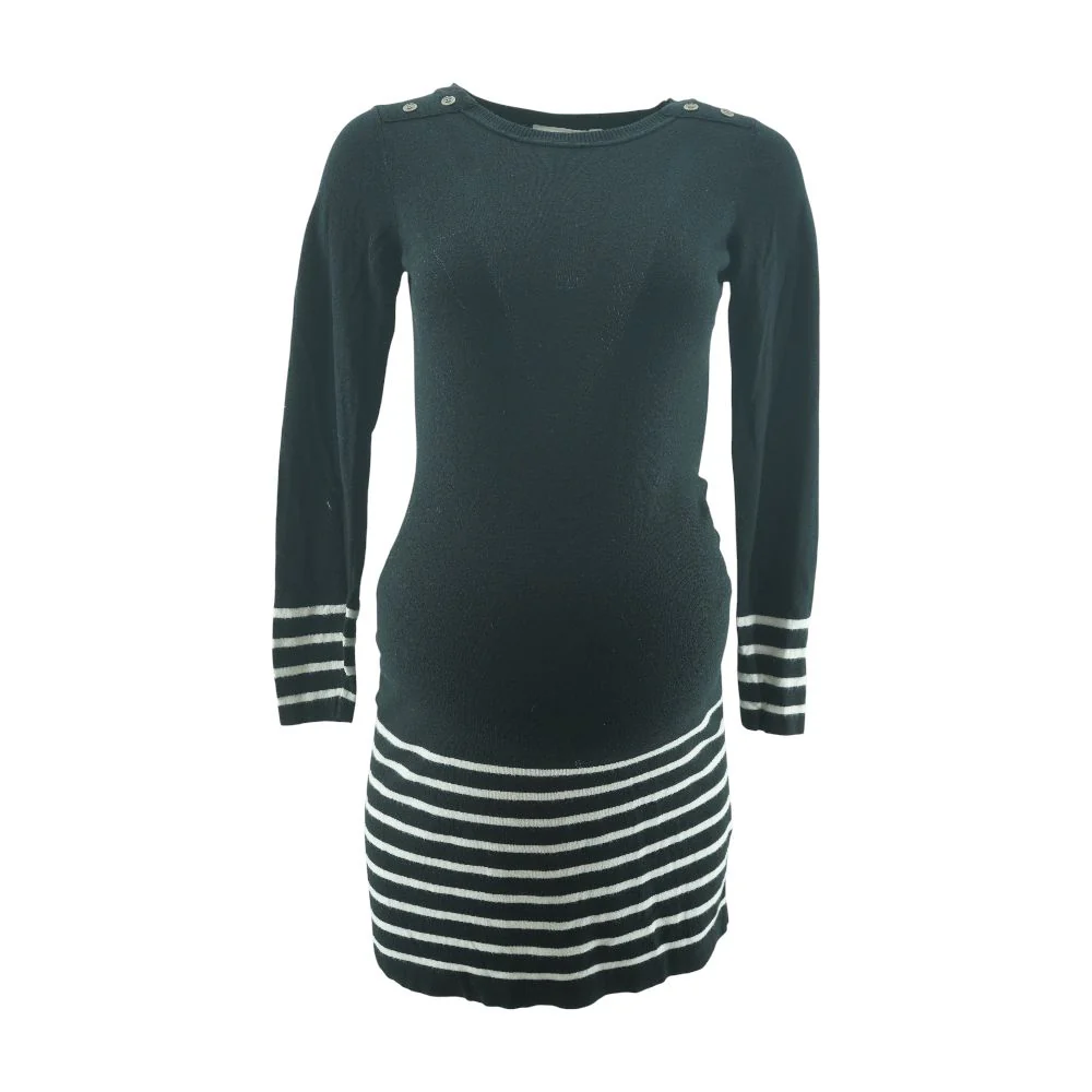Black Striped Maternity Mini Dress
