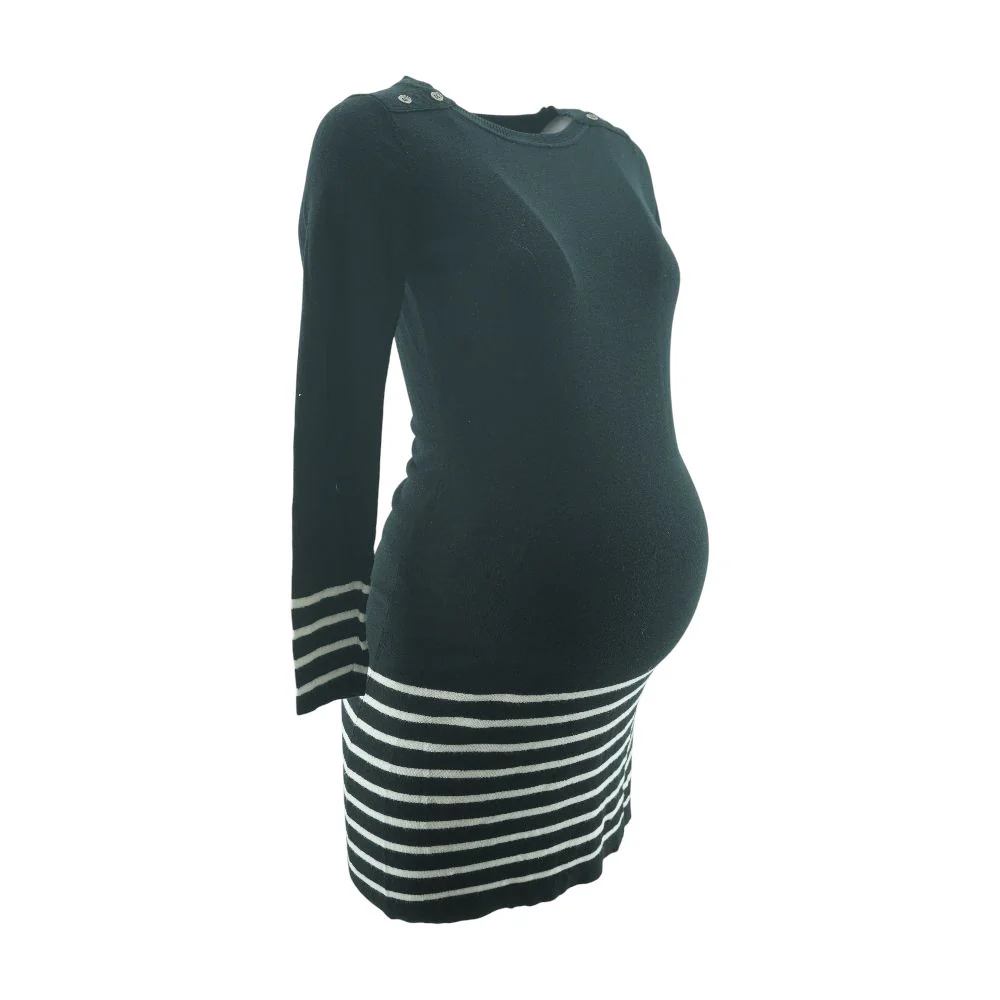 Black Striped Maternity Mini Dress - Image 2