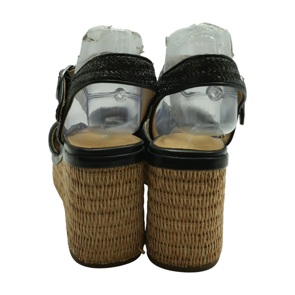 Black Wedged Sandals - Image 2
