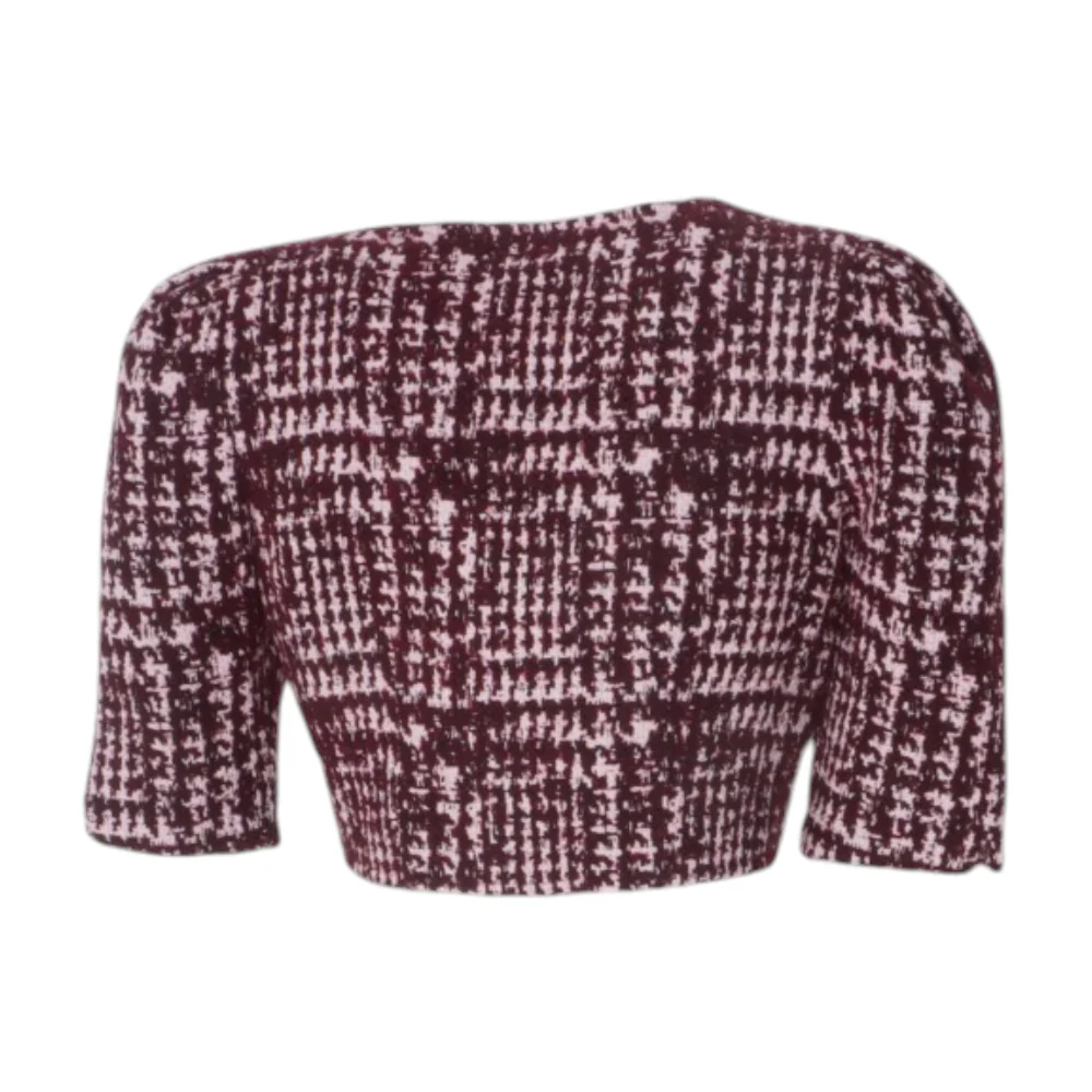 DB Double‑Breasted Cropped Jacket in Plum Bouclé - Image 2