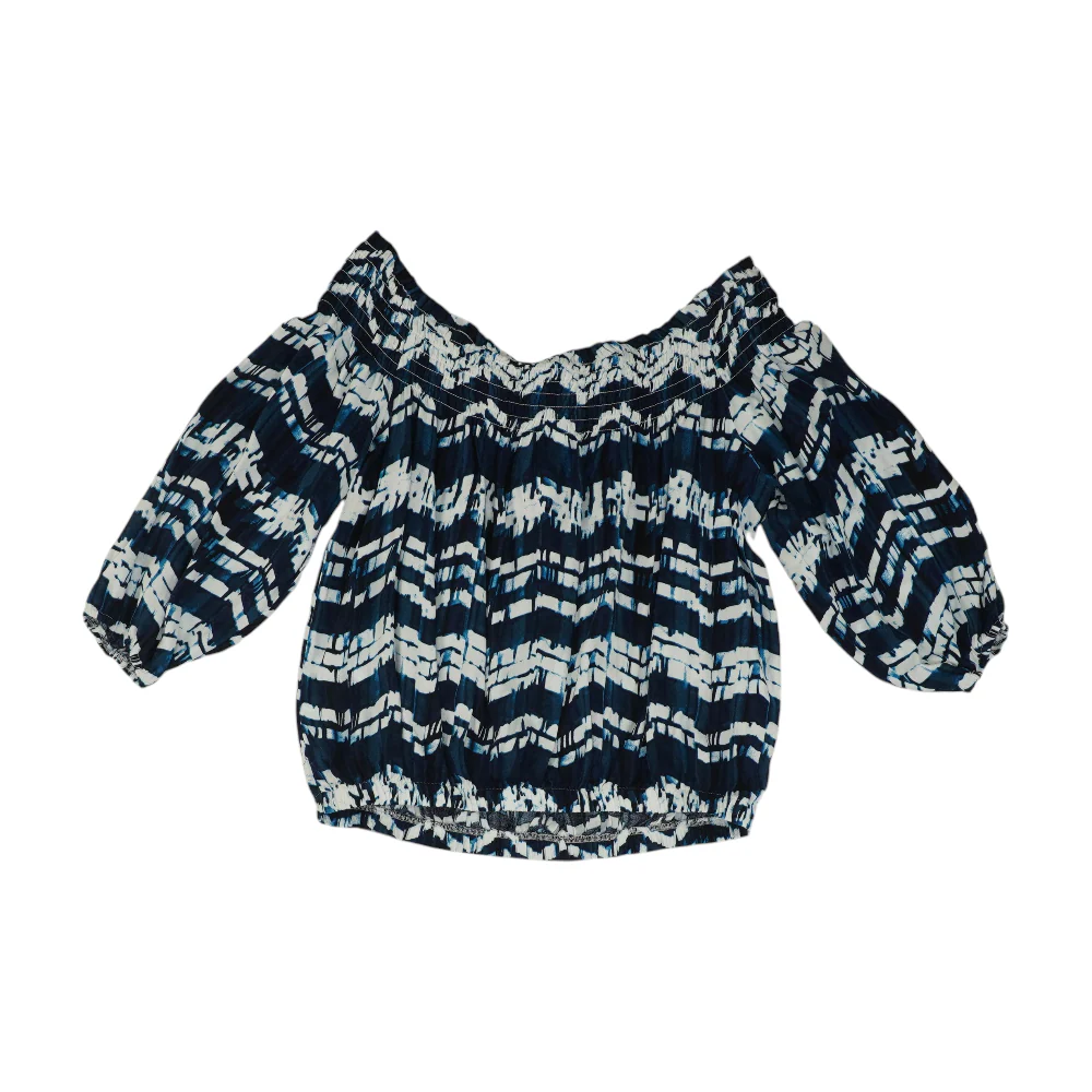 Navy Abstract Blouse - Image 2