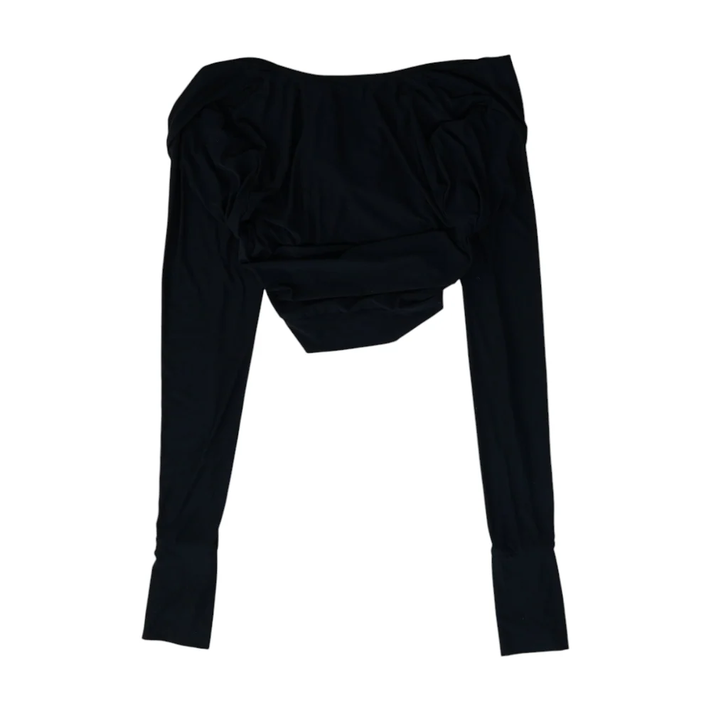 Black Cropped Blouse - Image 2