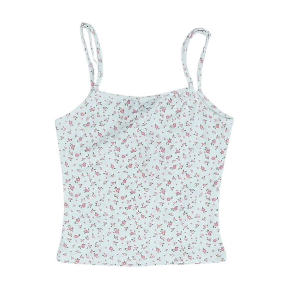 White Floral Cropped Blouse - Image 2