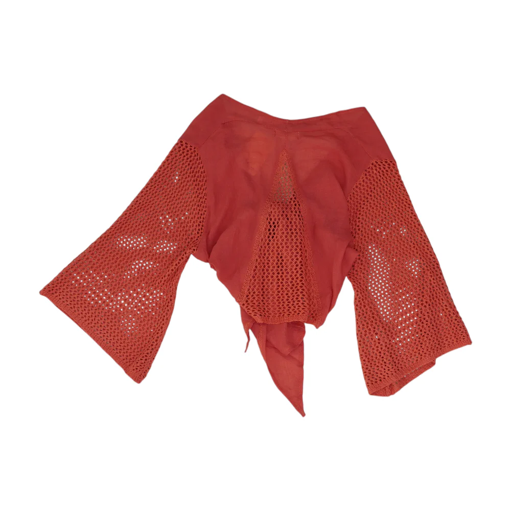Coral Cropped Blouse - Image 2