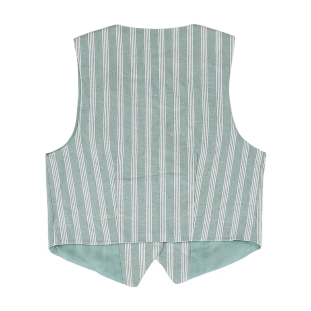 Green Striped Casual Vest - Image 2