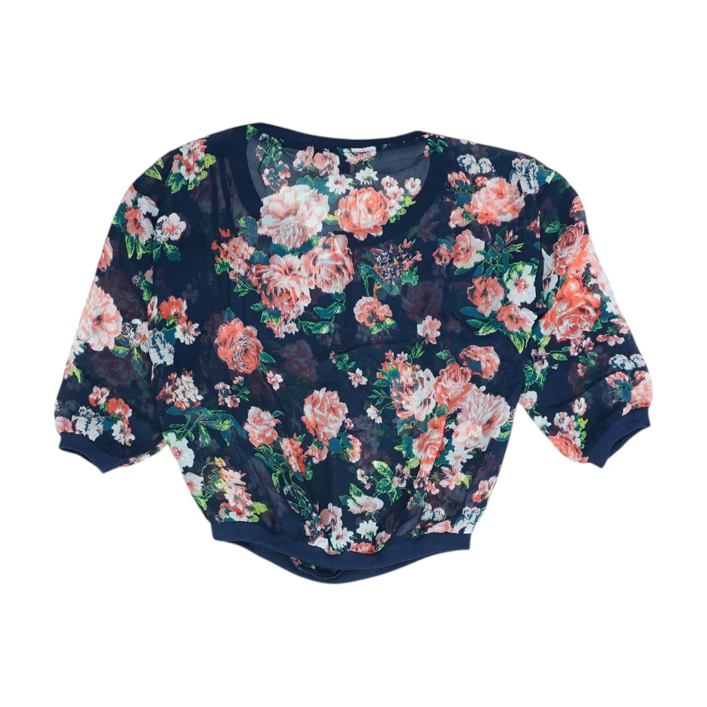 Navy Floral Blouse - Image 2