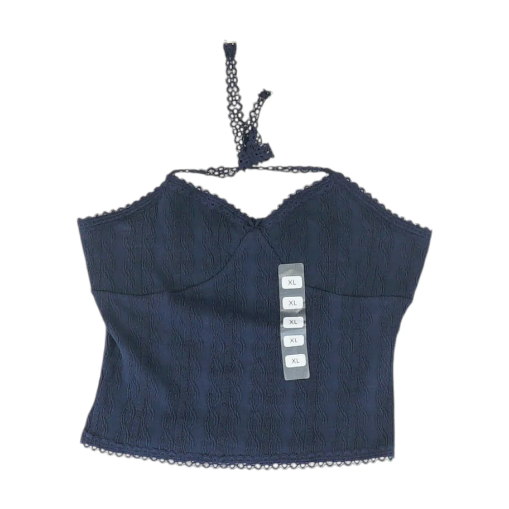 Navy Cropped Blouse