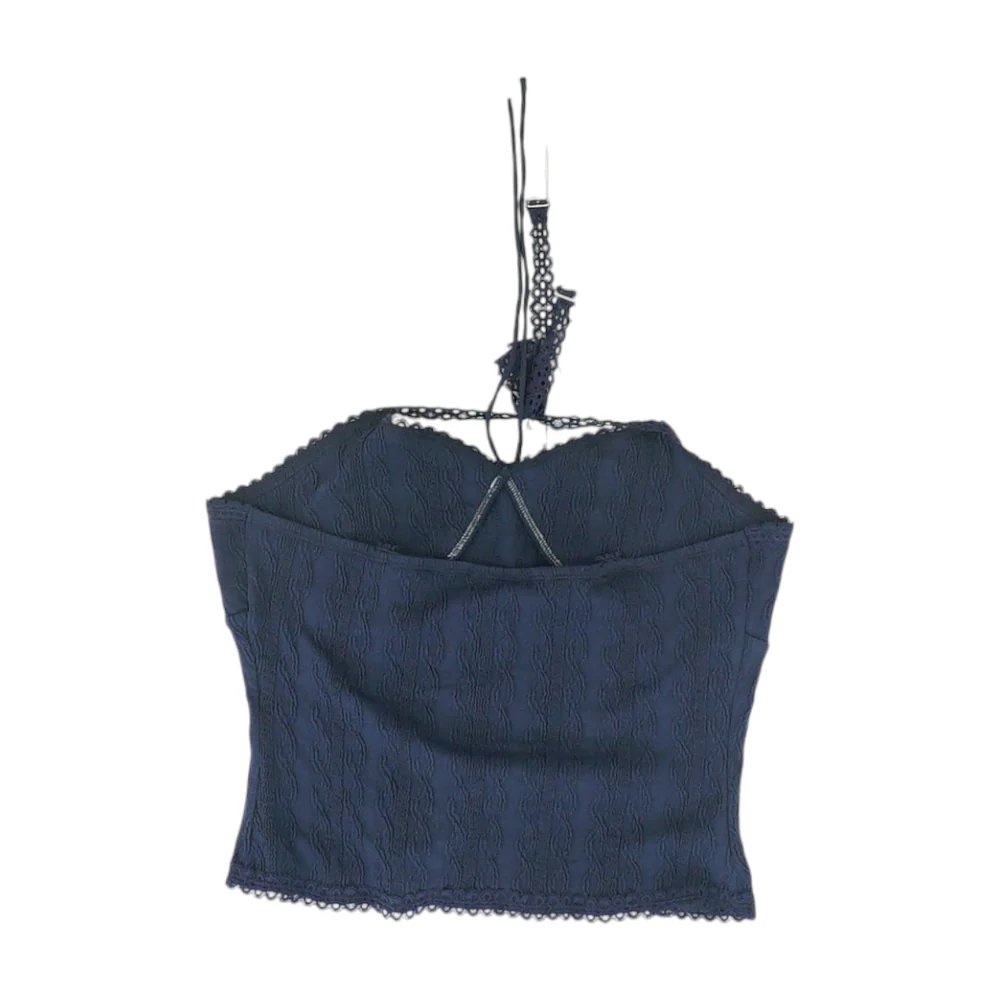 Navy Cropped Blouse - Image 2