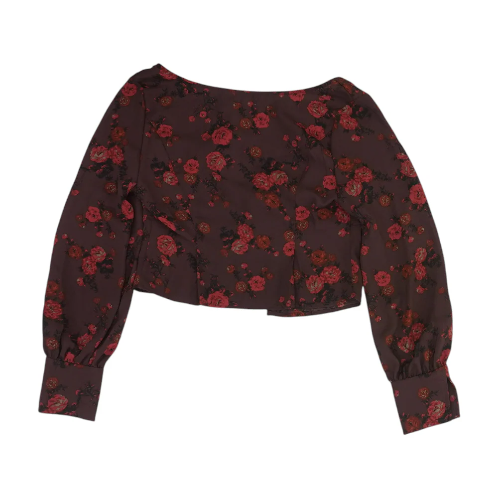 Maroon Floral Blouse - Image 2