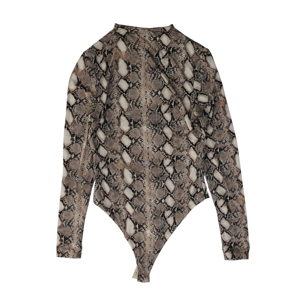 Brown Animal Print Bodysuit Blouse - Image 2