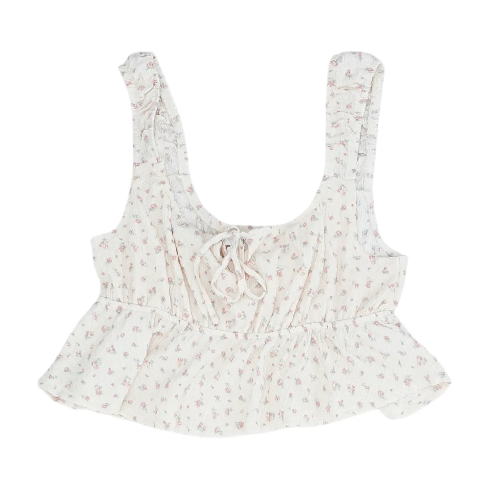 Pink Floral Cropped Blouse