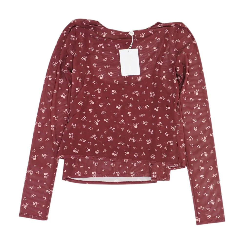 Burgundy Floral Blouse - Image 2
